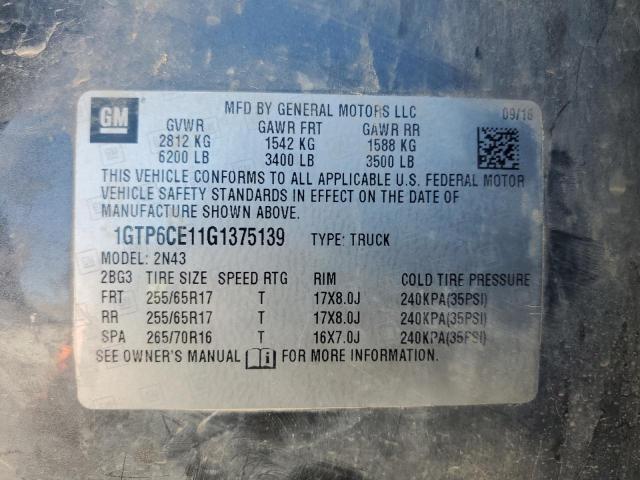 1GTP6CE11G1375139 GMC CANYON SLE