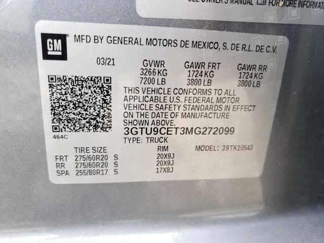 3GTU9CET3MG272099 GMC Sierra K1500 Elevation