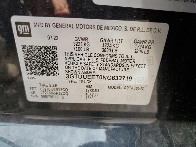 3GTUUEET0NG633719 GMC Sierra K1500 At4