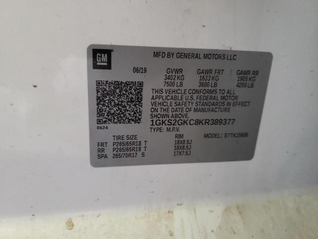 1GKS2GKC8KR389377 GMC Yukon Xl K1500 Slt