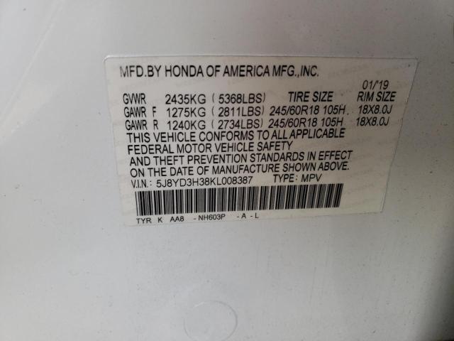 5J8YD3H38KL008387 Acura MDX