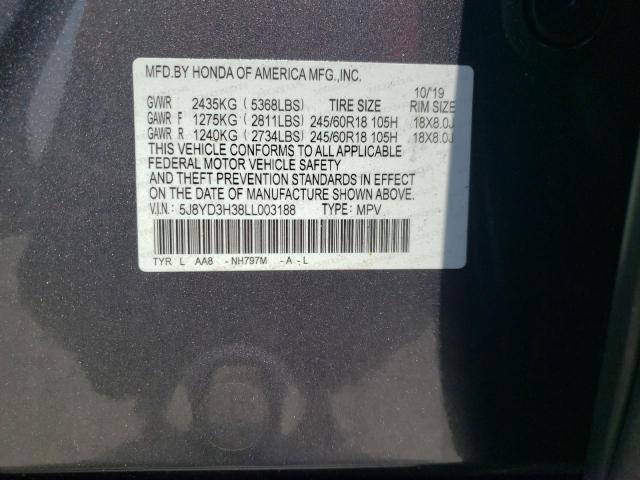 5J8YD3H38LL003188 Acura MDX