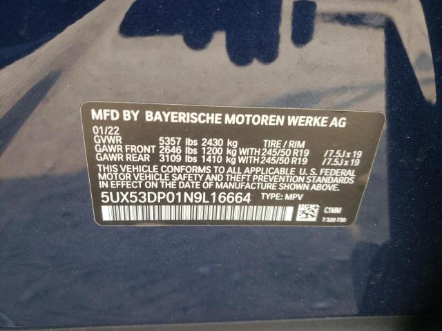 5UX53DP01N9L16664 BMW X3 Xdrive30i