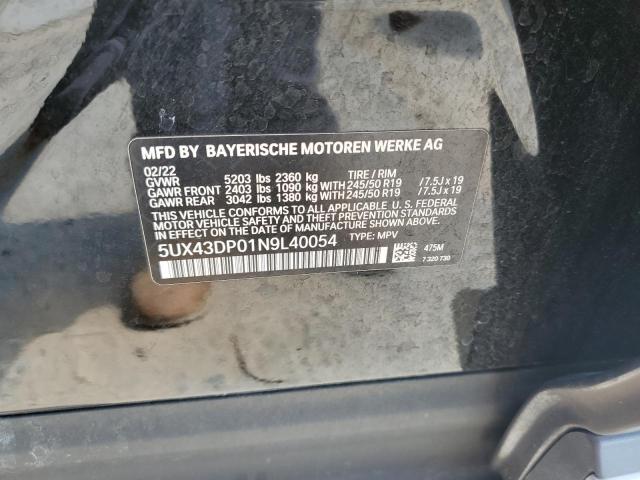 5UX43DP01N9L40054 BMW X3 Sdrive30i