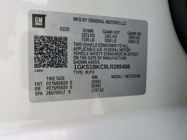 1GKS1BKC9LR289408 GMC YUKON SLT