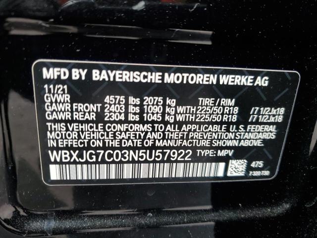 WBXJG7C03N5U57922 BMW X1 Sdrive28i