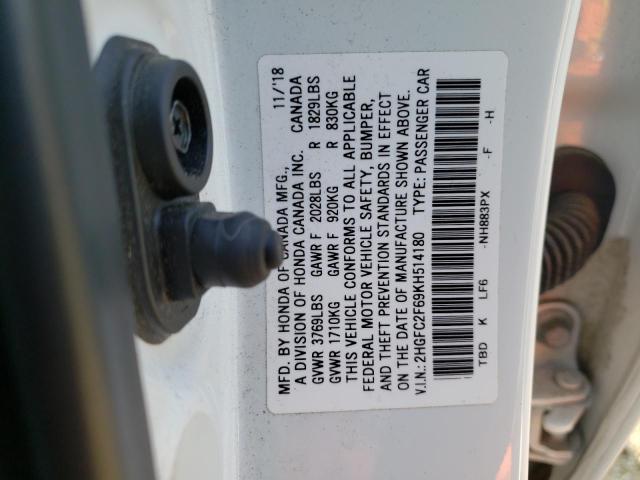 2HGFC2F69KH514180 Honda Civic Lx