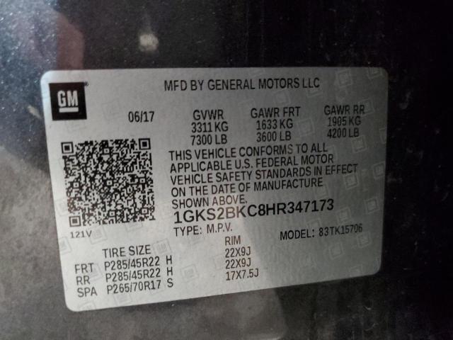 1GKS2BKC8HR347173 GMC YUKON SLT