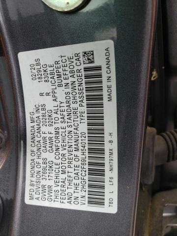 Honda Civic Lx 2020 2HGFC2F69LH540120 Image 12