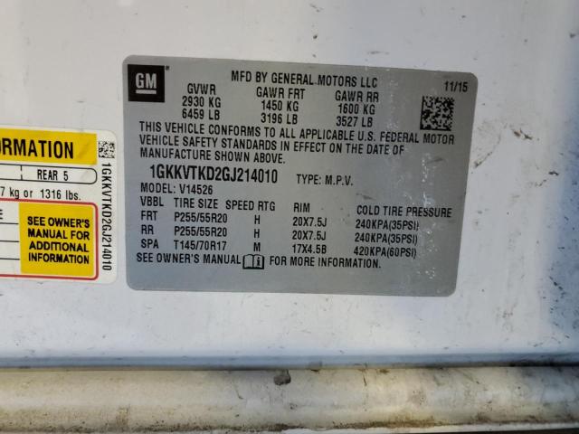 1GKKVTKD2GJ214010 GMC Acadia Denali