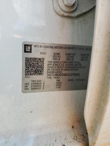 3GTU9DED5KG275081 GMC Sierra K1500 Slt