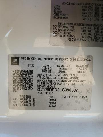 3GTP8DED3LG390537 GMC Sierra C1500 Slt