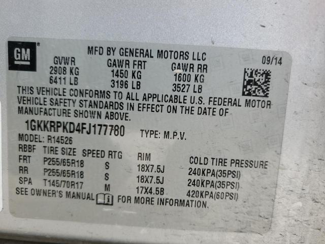 1GKKRPKD4FJ177780 GMC ACADIA SLE