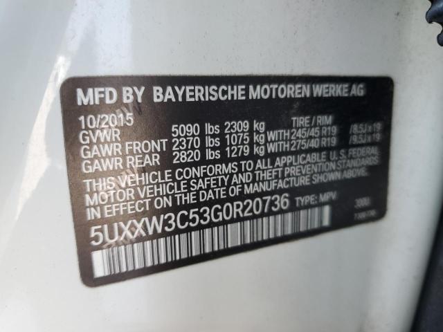 5UXXW3C53G0R20736 BMW X4 Xdrive28i