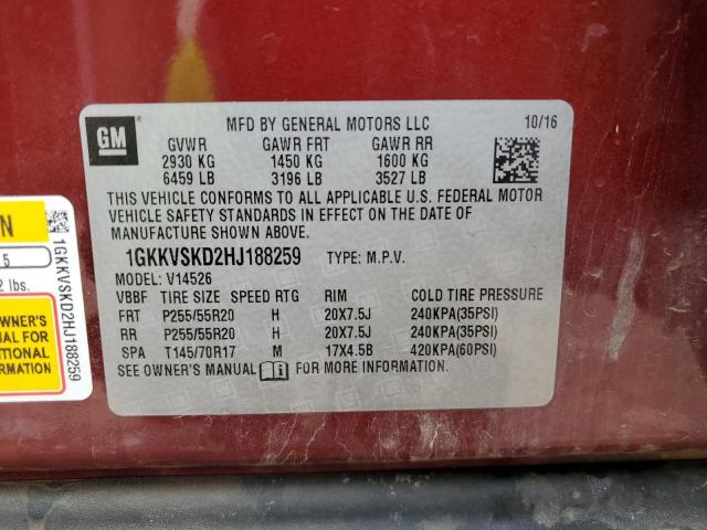 1GKKVSKD2HJ188259 GMC Acadia Limited Slt-2