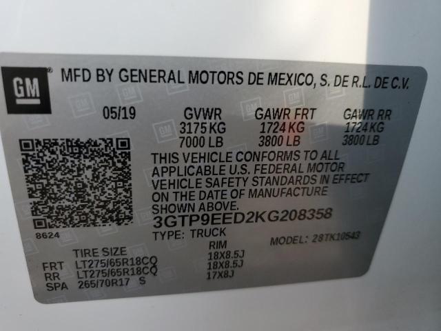 3GTP9EED2KG208358 GMC Sierra K1500 At4