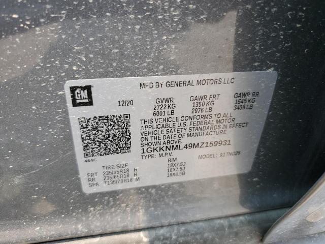 1GKKNML49MZ159931 GMC ACADIA SLT