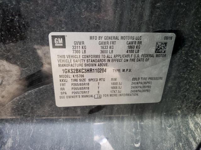 1GKS2BKC3HR110204 GMC YUKON SLT