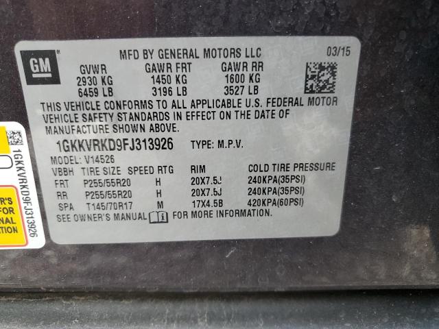 1GKKVRKD9FJ313926 GMC Acadia Slt-1