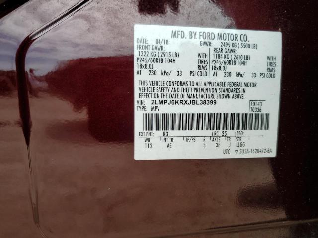 2LMPJ6KRXJBL38399 Lincoln Mkx Select