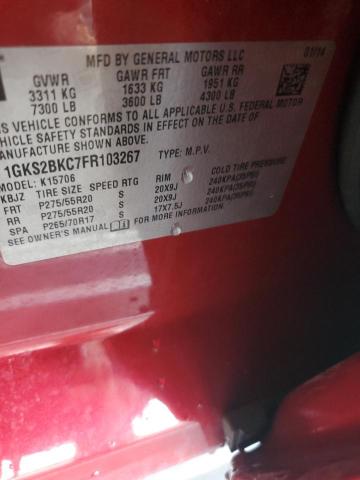 1GKS2BKC7FR103267 GMC YUKON SLT