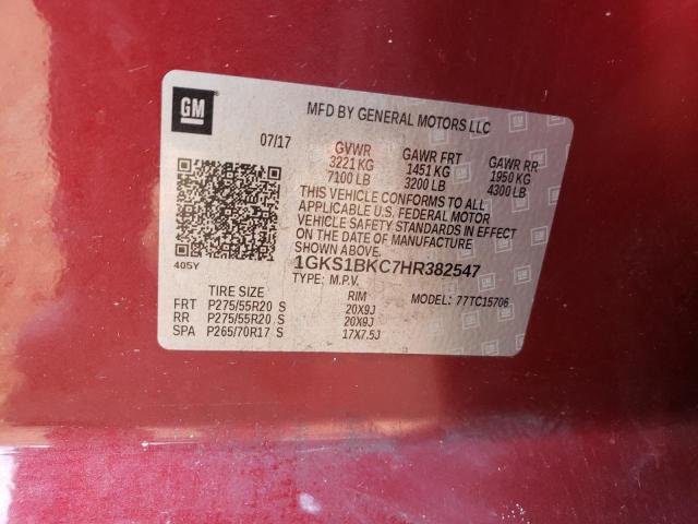 1GKS1BKC7HR382547 GMC YUKON SLT