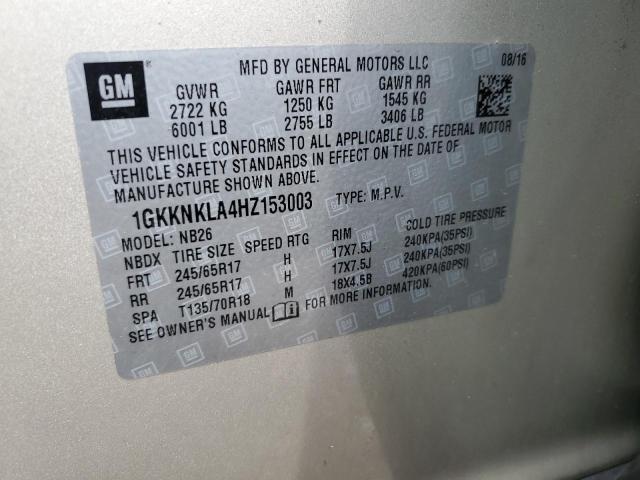 1GKKNKLA4HZ153003 GMC ACADIA SLE