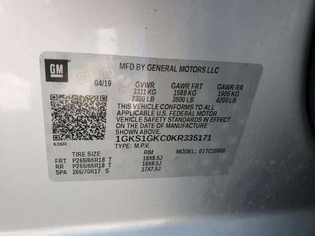 1GKS1GKC0KR335171 GMC Yukon Xl C1500 Slt