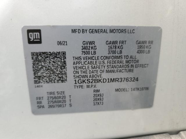 1GKS2BKD1MR376324 GMC YUKON SLT