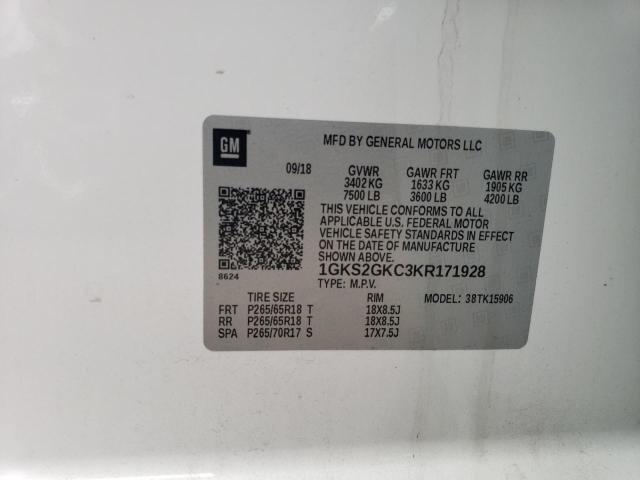 1GKS2GKC3KR171928 GMC Yukon Xl K1500 Slt