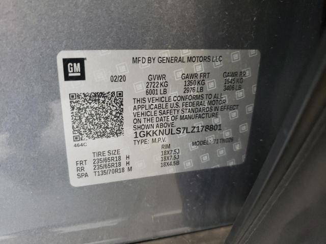 1GKKNULS7LZ178801 GMC ACADIA SLT