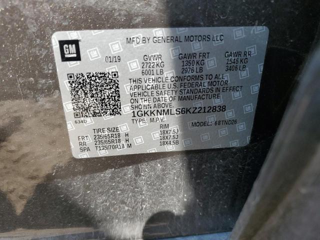 1GKKNMLS6KZ212838 GMC Acadia Slt-1