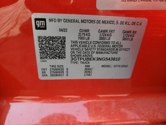 3GTPUBEK3NG543810 GMC Sierra K1500 Sle