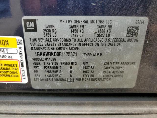 1GKKVRKD0FJ175371 GMC Acadia Slt-1