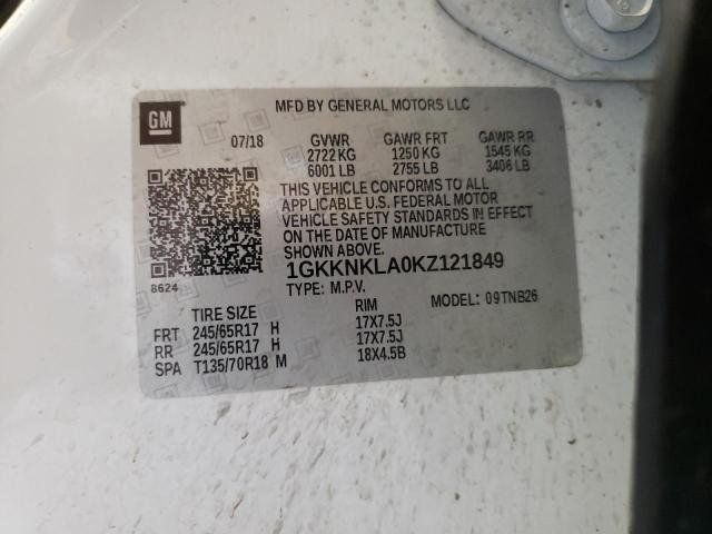 1GKKNKLA0KZ121849 GMC ACADIA SLE