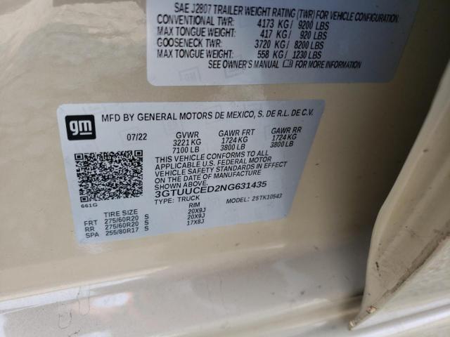 3GTUUCED2NG631435 GMC Sierra K1500 Elevation