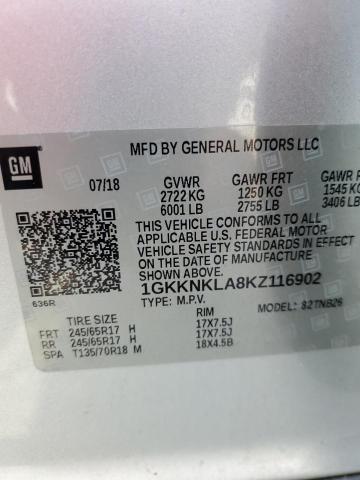 1GKKNKLA8KZ116902 GMC ACADIA SLE