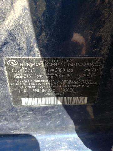 5NPDH4AEXGH792070 Hyundai ELANTRA SE