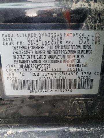 3N1AB7AP2JY307795 Nissan SENTRA S