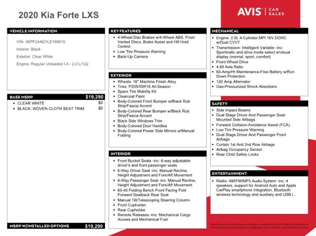 3KPF24AD1LE198810 KIA FORTE FE