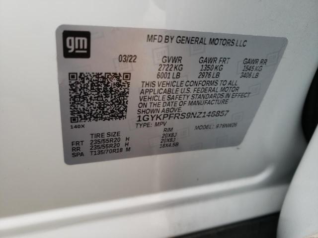 1GYKPFRS9NZ146857 Cadillac Xt6 Platinum Premium Luxury
