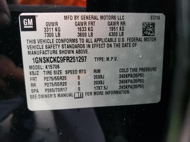 1GNSKCKC9FR251297 Chevrolet Tahoe K1500 Ltz