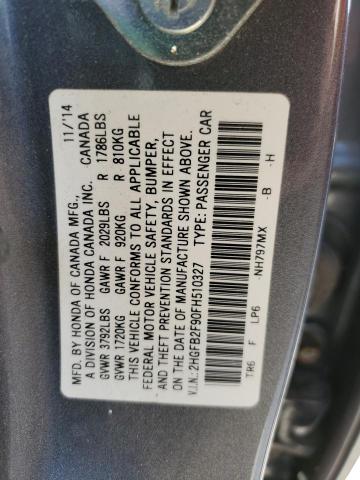 2HGFB2F90FH510327 Honda CIVIC EXL