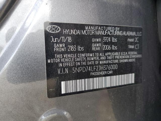 5NPD74LF2JH376000 Hyundai ELANTRA SE