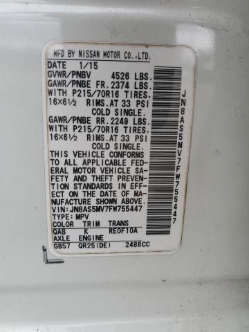 JN8AS5MV7FW755447 Nissan ROGUE SELE