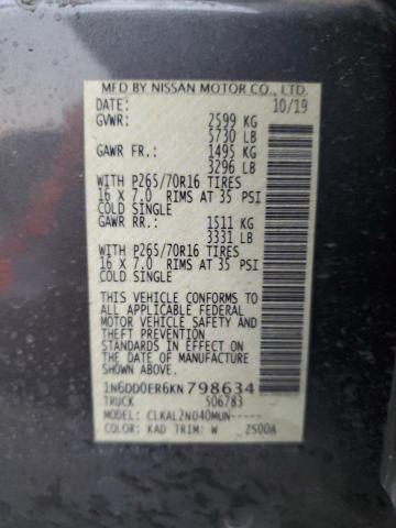 1N6DD0ER6KN798634 Nissan FRONTIER S