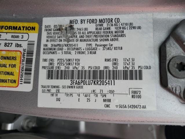 3FA6P0LU7KR205411 Ford FUSION SE