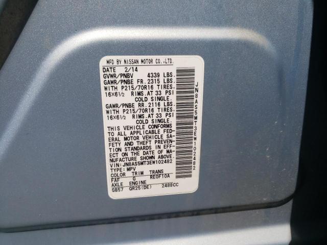JN8AS5MT3EW102482 Nissan Rogue Select S
