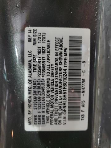 5FNRL5H61FB010244 Honda ODYSSEY EXL