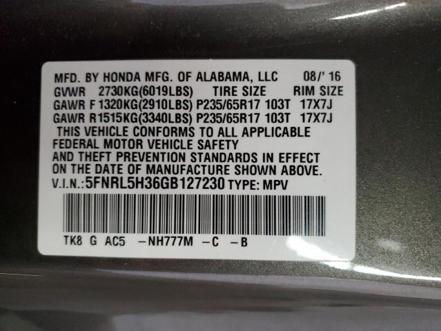 5FNRL5H36GB127230 Honda ODYSSEY SE